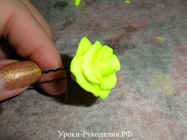 цветок из полимерной глины, аксессуар, шпильки для волос