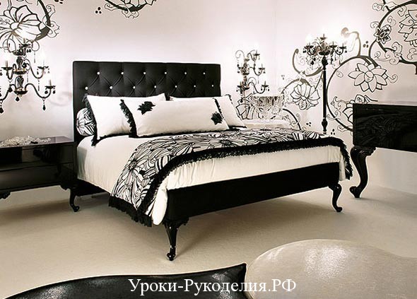 черная мебель в спальне